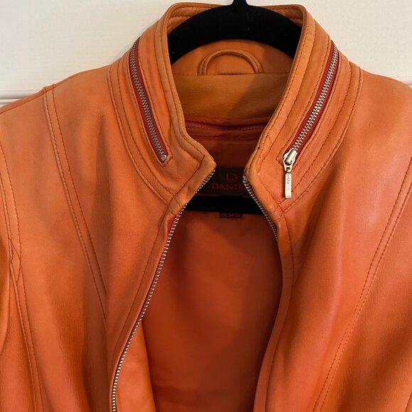 Danier Burnt Tangerine Leather Jacket with Zip-Out Lining – Size P (Fits XS–S) - Picture 2 of 8